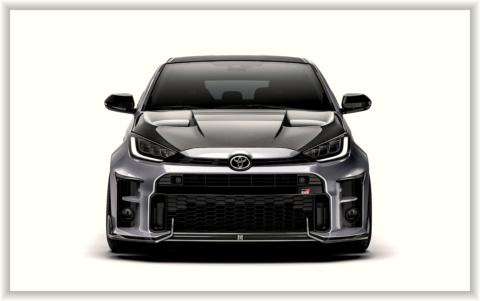 ADRO GR Yaris XP210 Carbon Front Lip — Wet Carbon 2×2 Twill