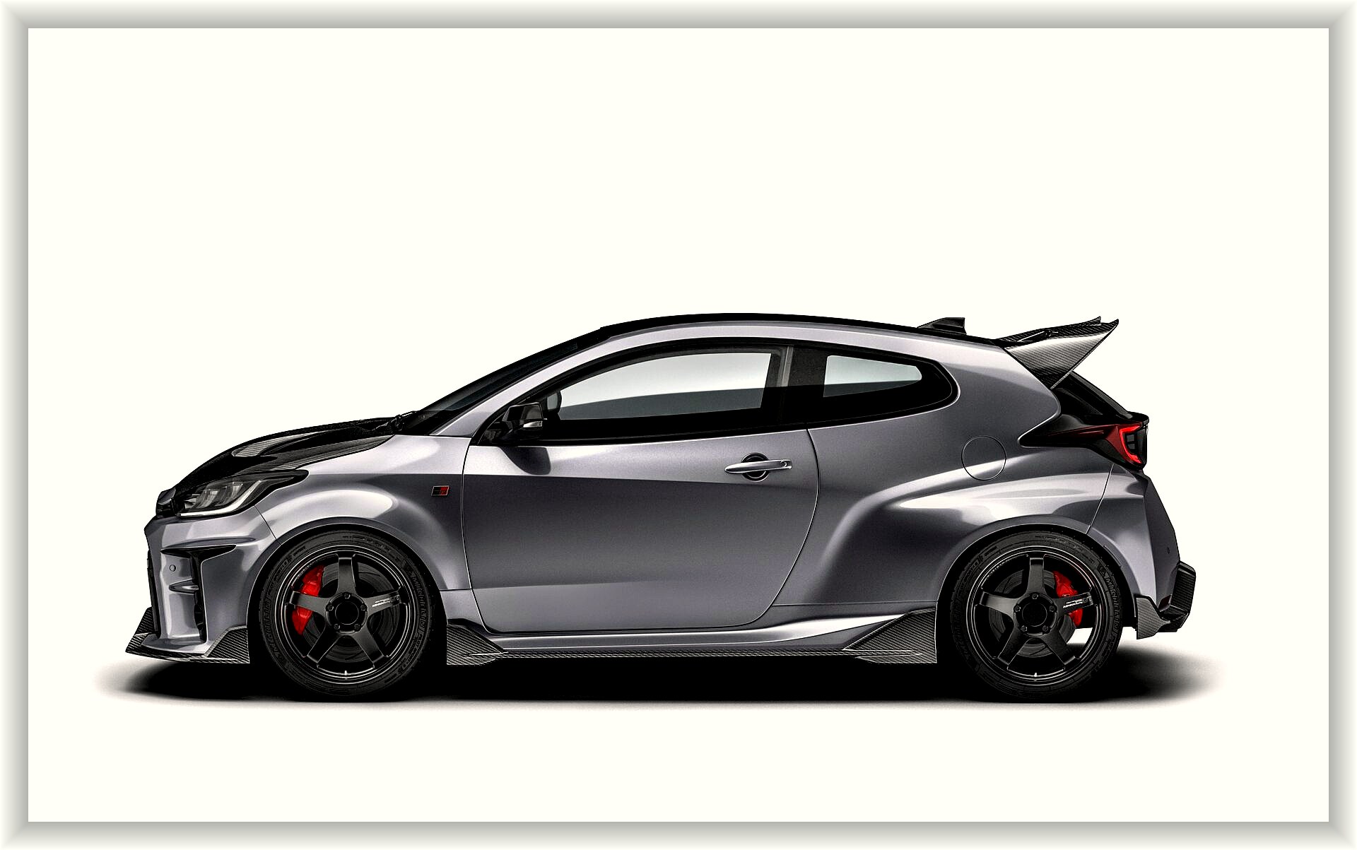 ADRO GR Yaris XP210 Carbon Side Skirts — Wet Carbon