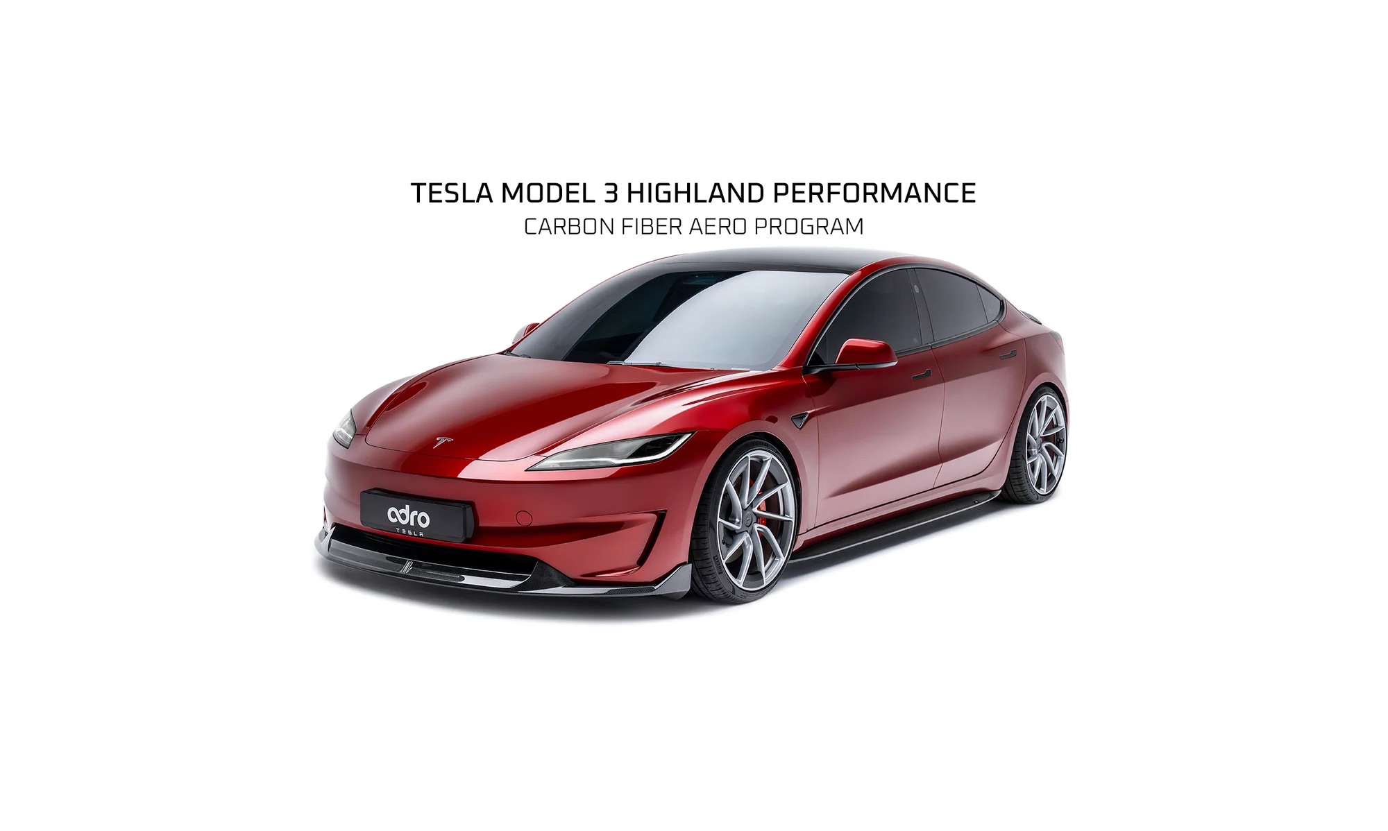 Tesla Model 3 Highland Performance พร้อม ADRO Carbon Fiber Front Lip