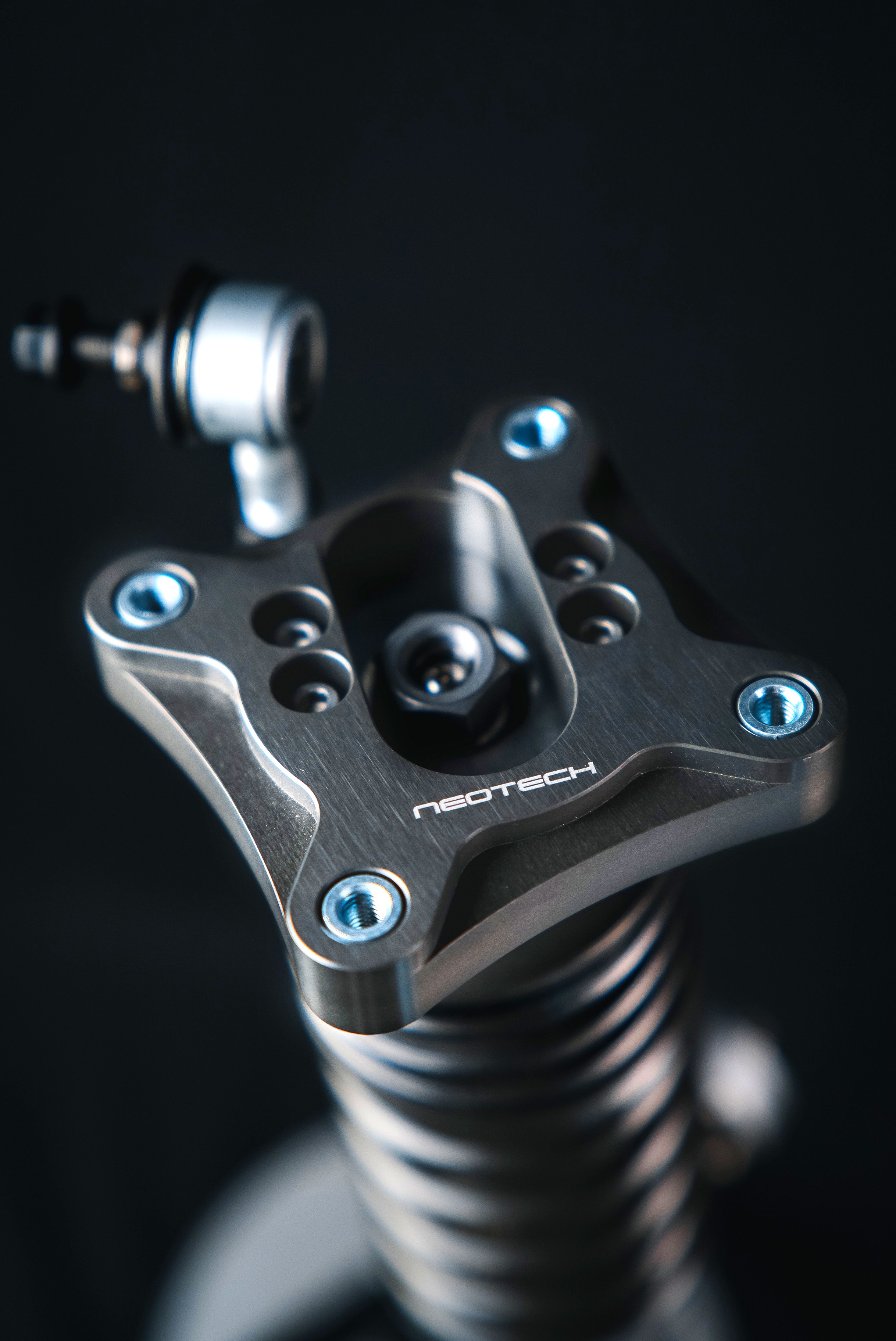 NeoTech Camber-Adjustable Top Mount — machined aluminum plate